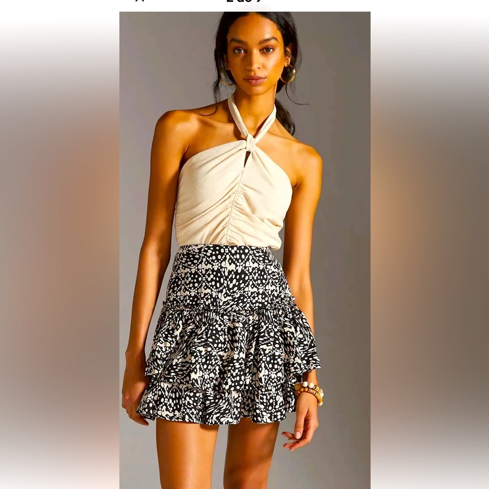 Anthropologie Maeve Tiered mini Ruffle Tiered Skirt